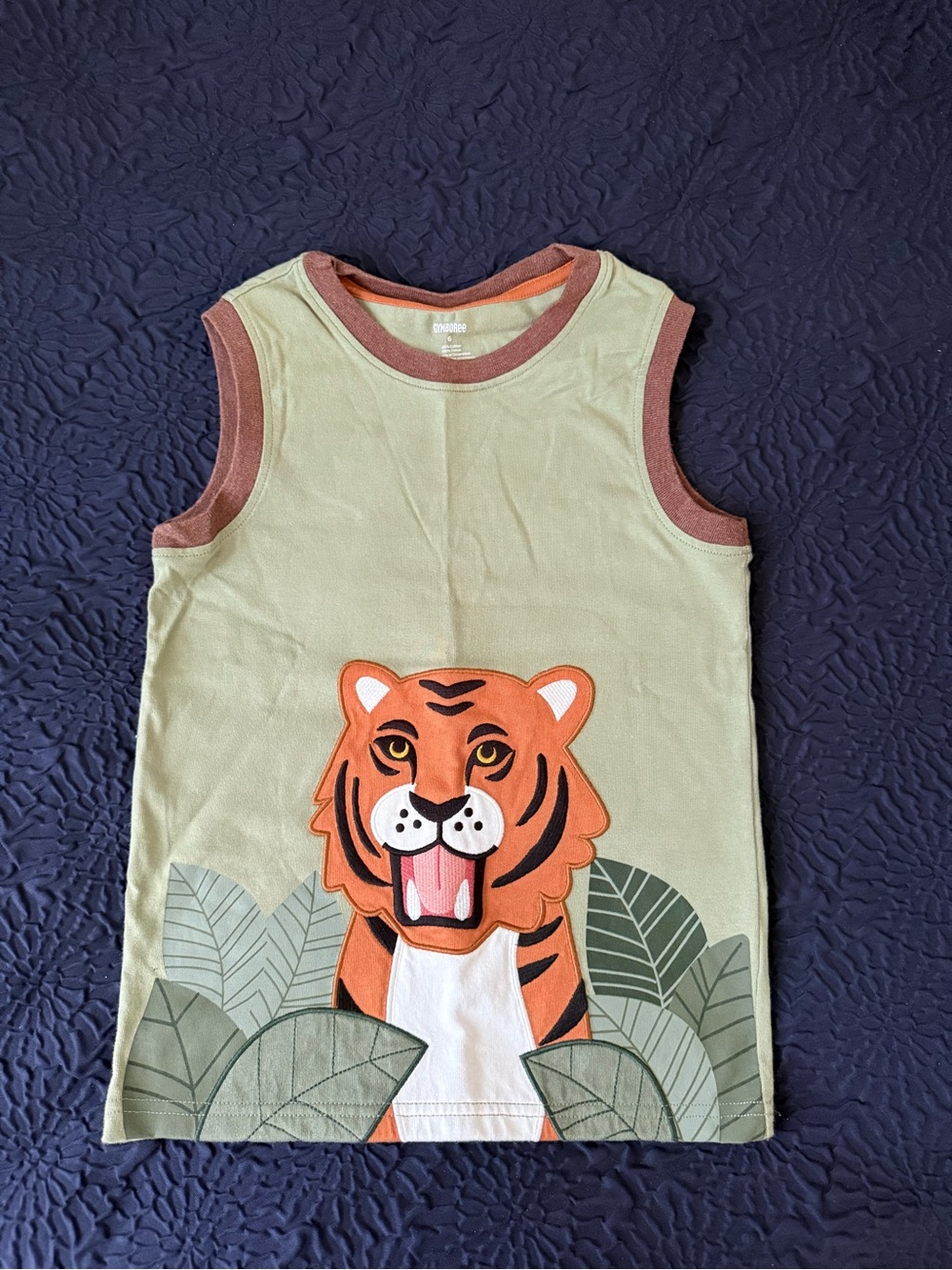 Gymboree Boys Embroidered Tiger Tank Top - Safari Size 6